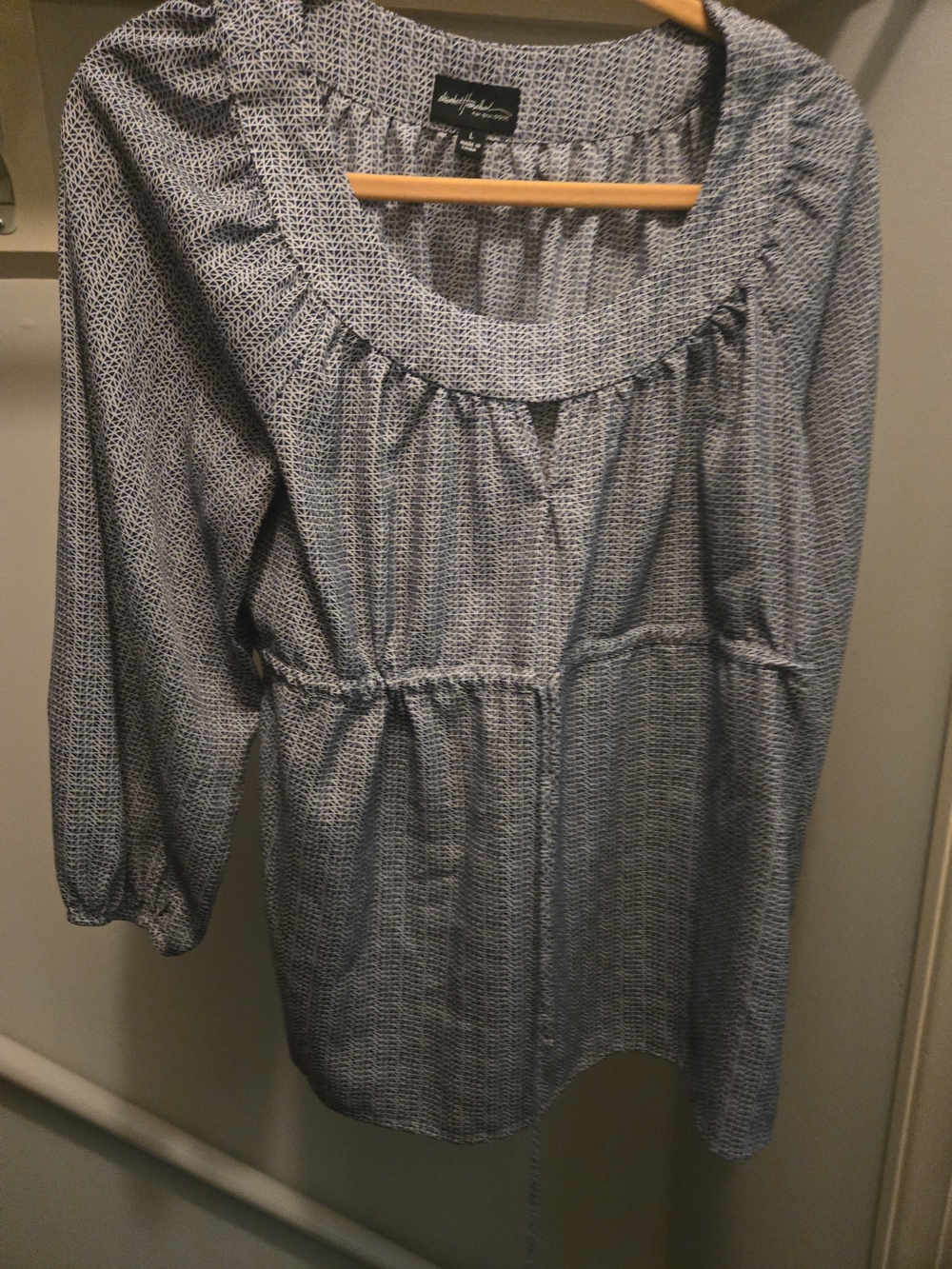Dialogue Navy & White Printed Peasant Tunic